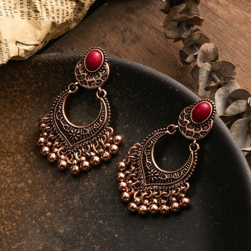 Cross-border Rose Gold Clan Style Alloy Earrings-Jewearrings