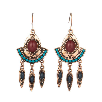 Cross-border Rose Gold Clan Style Alloy Earrings-Jewearrings