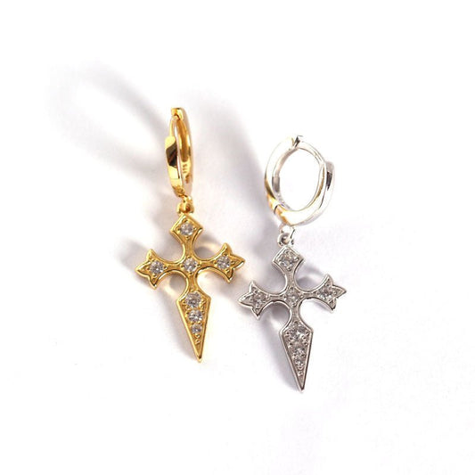 Cross Diamond Baroque Style Earrings-Jewearrings