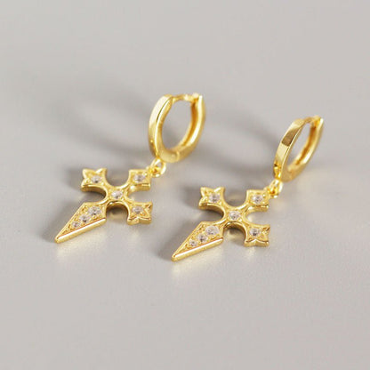 Cross Diamond Baroque Style Earrings-Jewearrings