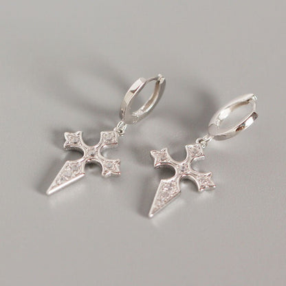 Cross Diamond Baroque Style Earrings-Jewearrings