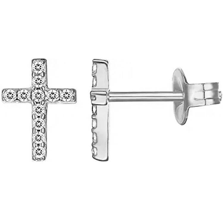 Cross Diamond Stud Earrings-Jewearrings