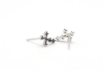 Cross Ear Studs Men's Black Diamond Earrings-Jewearrings