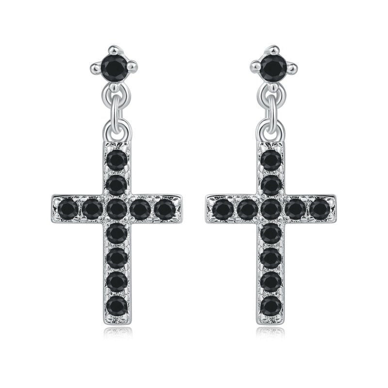 Cross Earrings Real Gold-plated Zircon Micro-inlaid Jewelry-Jewearrings