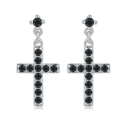 Cross Earrings Real Gold-plated Zircon Micro-inlaid Jewelry-Jewearrings