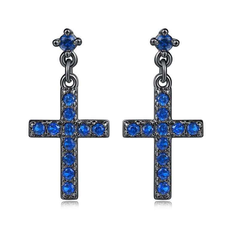 Cross Earrings Real Gold-plated Zircon Micro-inlaid Jewelry-Jewearrings