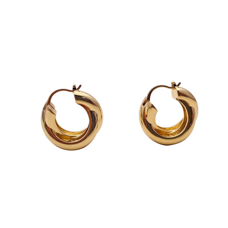 Cross Loop Hoop Earrings Feminine Exaggeration Earrings 18K Gold Plated Indifference Earrings-Jewearrings