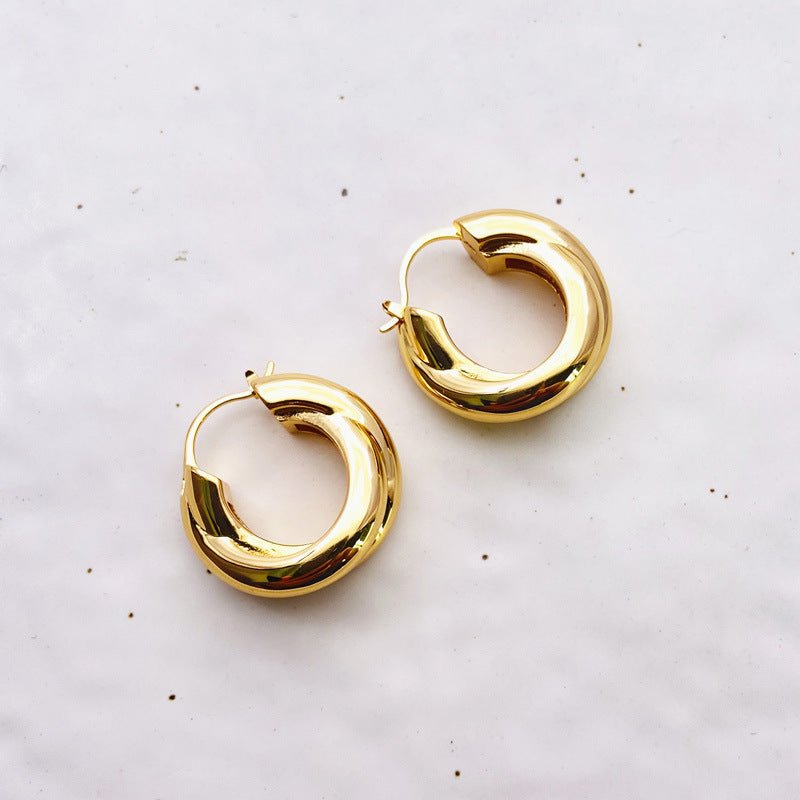 Cross Loop Hoop Earrings Feminine Exaggeration Earrings 18K Gold Plated Indifference Earrings-Jewearrings