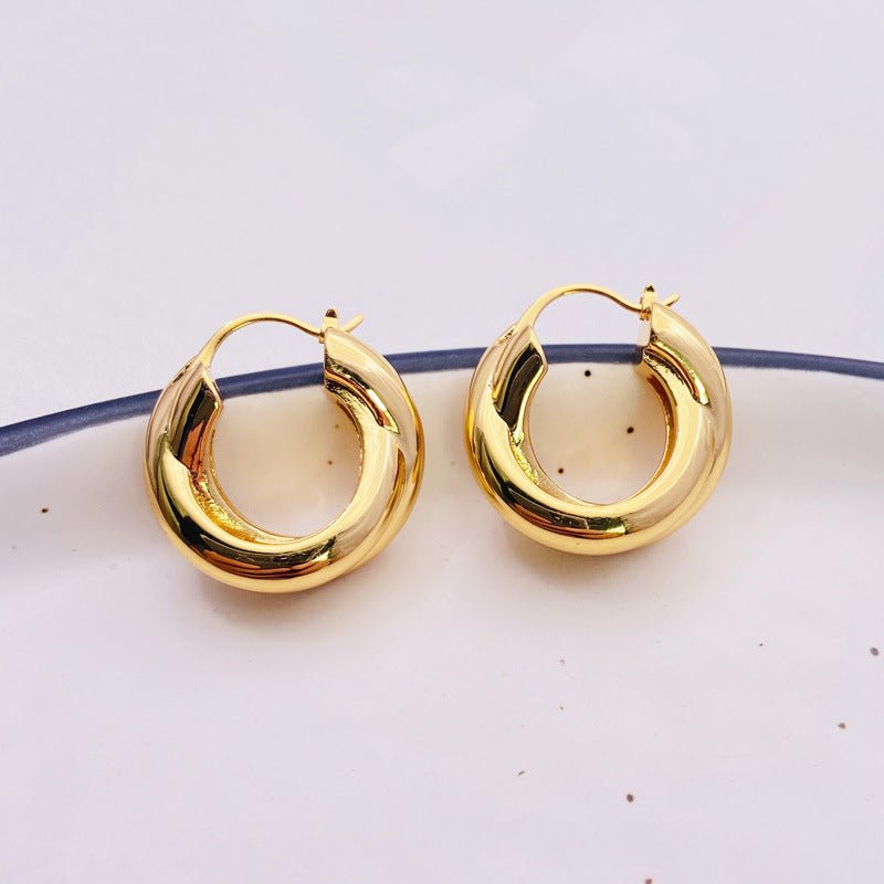 Cross Loop Hoop Earrings Feminine Exaggeration Earrings 18K Gold Plated Indifference Earrings-Jewearrings