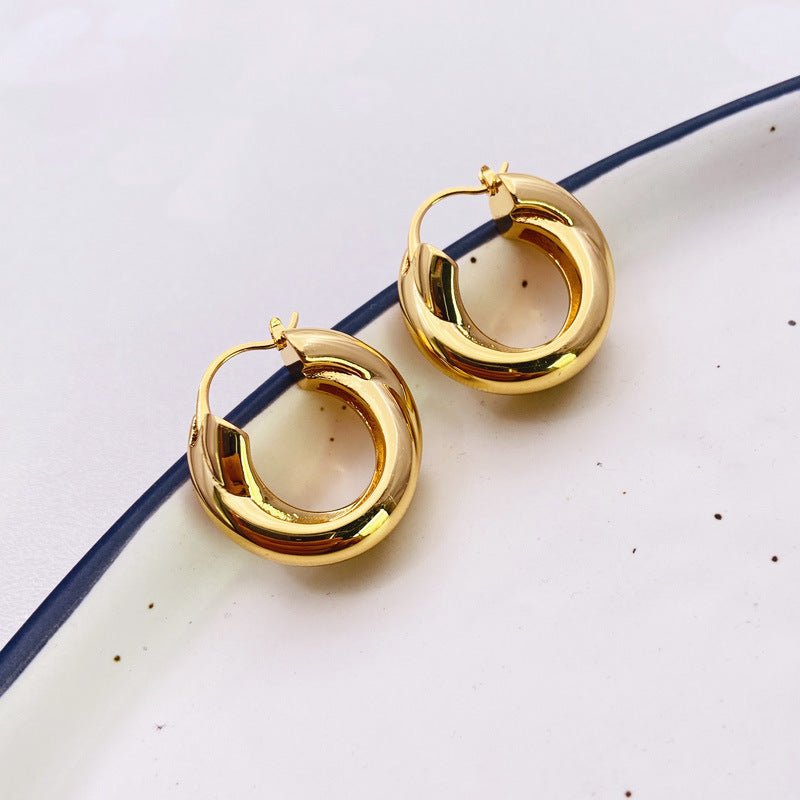 Cross Loop Hoop Earrings Feminine Exaggeration Earrings 18K Gold Plated Indifference Earrings-Jewearrings