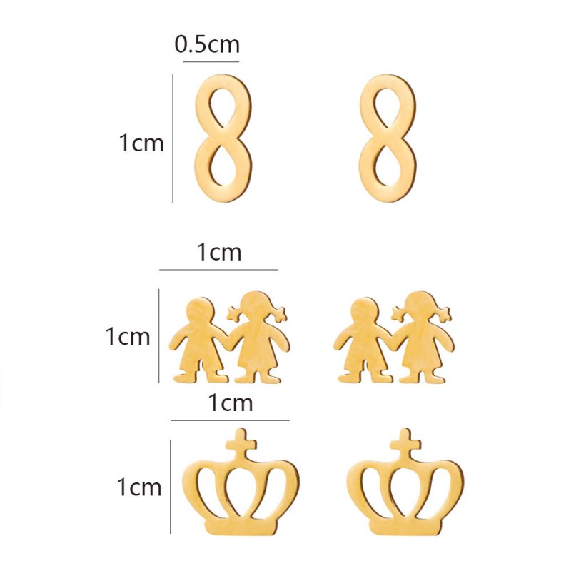 Crown Boy And Girl Stainless Steel Gold Stud Earrings For Women Stainless Steel-Jewearrings