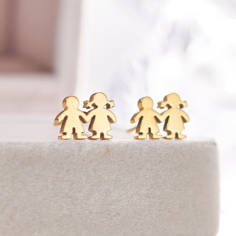 Crown Boy And Girl Stainless Steel Gold Stud Earrings For Women Stainless Steel-Jewearrings