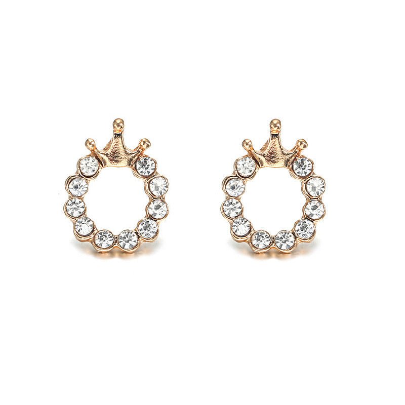 Crown diamond stud earrings-Jewearrings