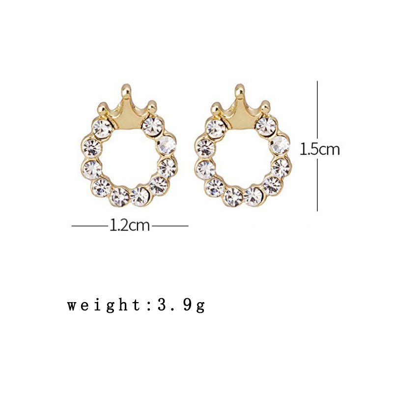 Crown diamond stud earrings-Jewearrings