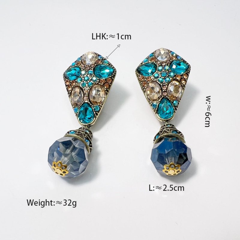 Crystal Blue Water Drop Shape High-grade Earrings-Jewearrings