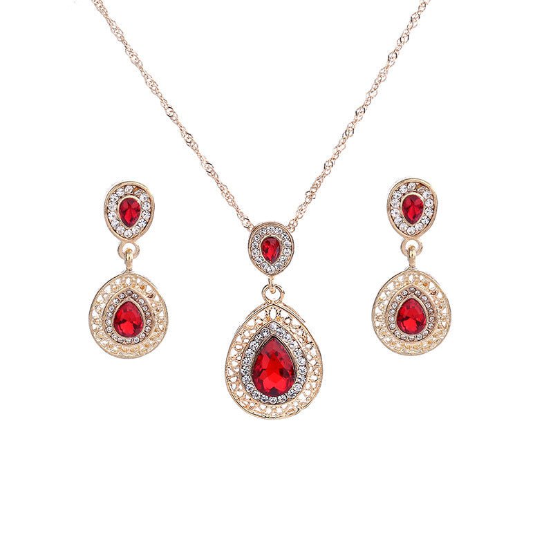 Crystal Drop Earrings Necklace Set Dress Acessories-Jewearrings