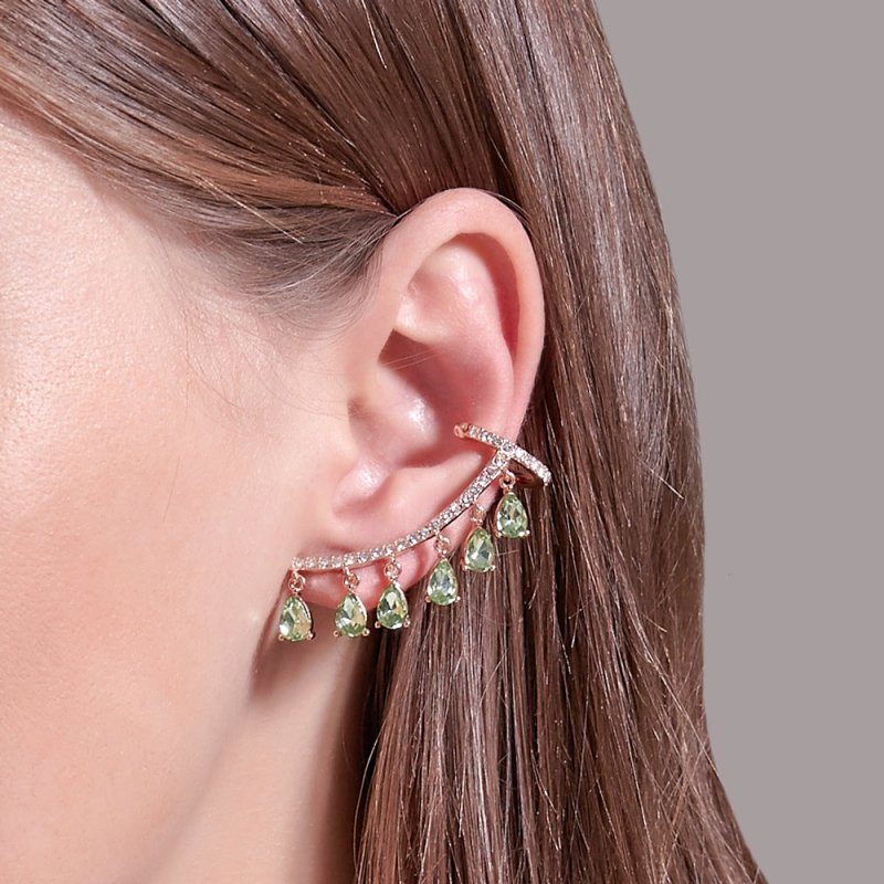 Crystal Ear Clip Drop Tassel Earrings Integrated Earrings-Jewearrings