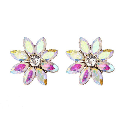 Crystal Flower Stud Earring Fashion Women Statement Stud Earrings for Women Brincos femme Factory wholesale-Jewearrings