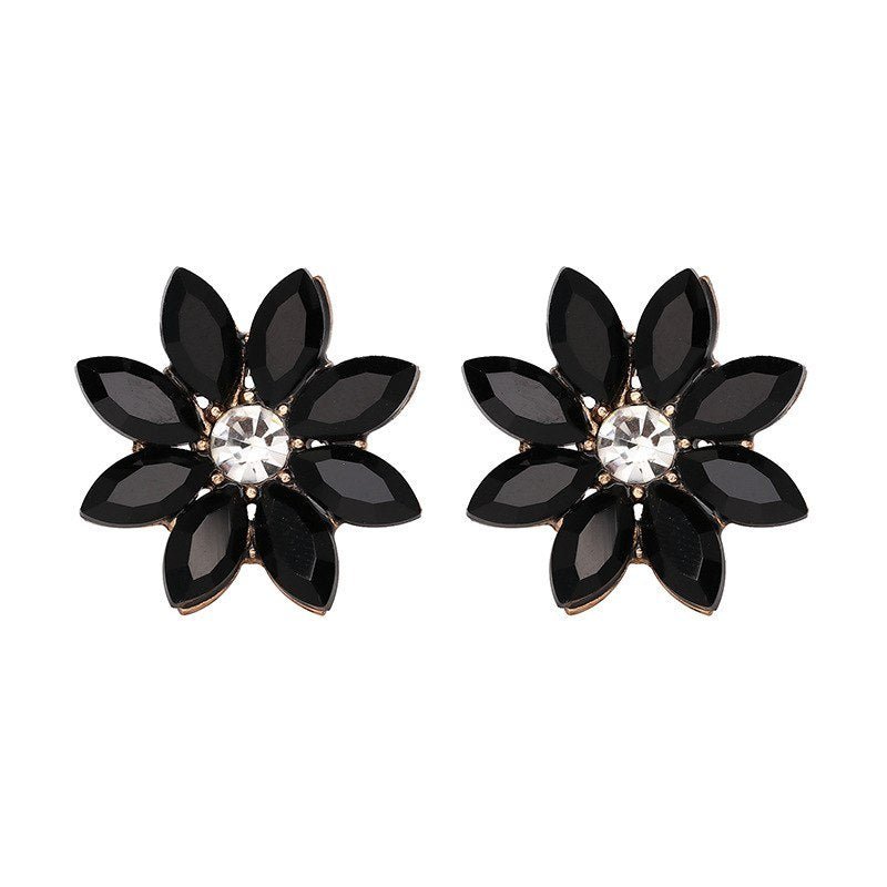 Crystal Flower Stud Earring Fashion Women Statement Stud Earrings for Women Brincos femme Factory wholesale-Jewearrings