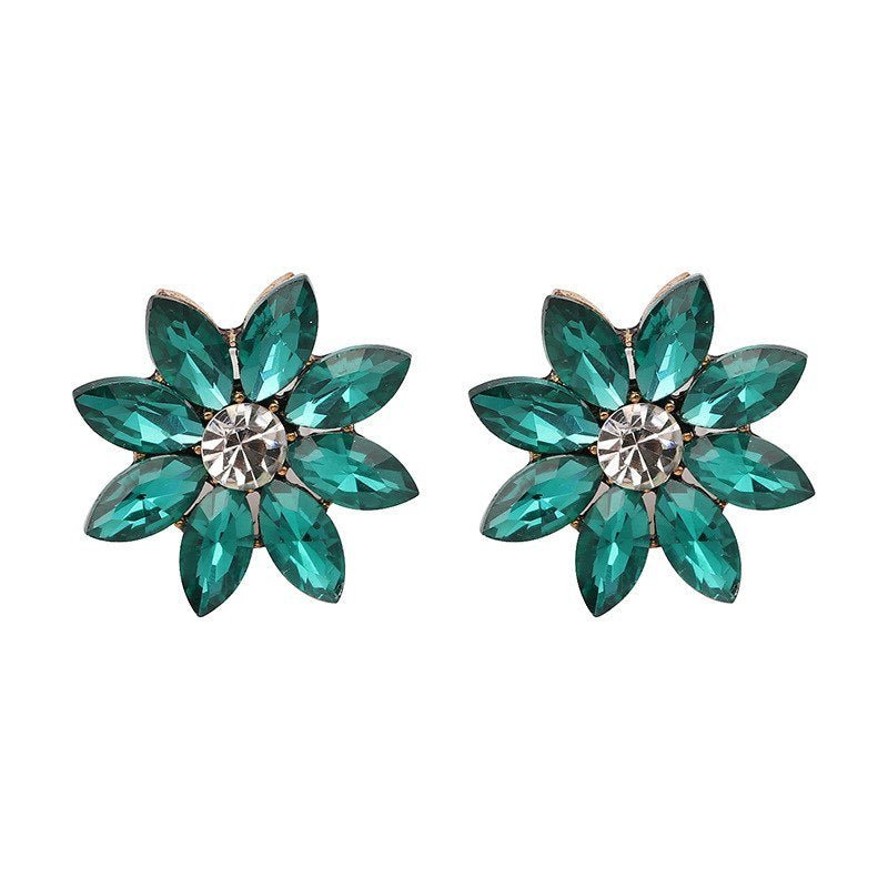 Crystal Flower Stud Earring Fashion Women Statement Stud Earrings for Women Brincos femme Factory wholesale-Jewearrings