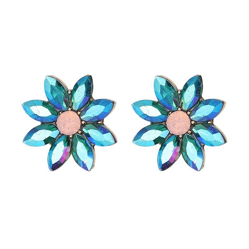 Crystal Flower Stud Earring Fashion Women Statement Stud Earrings for Women Brincos femme Factory wholesale-Jewearrings