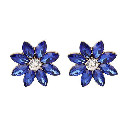 Crystal Flower Stud Earring Fashion Women Statement Stud Earrings for Women Brincos femme Factory wholesale-Jewearrings