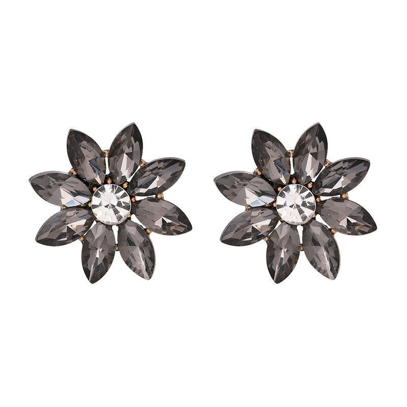 Crystal Flower Stud Earring Fashion Women Statement Stud Earrings for Women Brincos femme Factory wholesale-Jewearrings