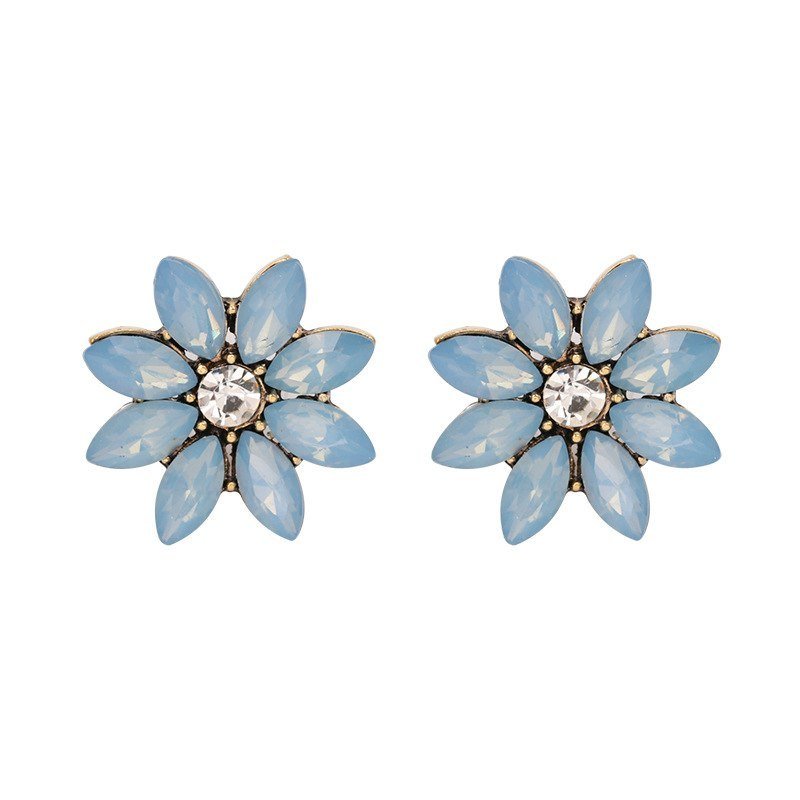 Crystal Flower Stud Earring Fashion Women Statement Stud Earrings for Women Brincos femme Factory wholesale-Jewearrings