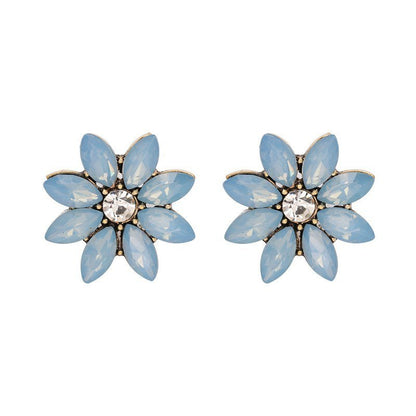 Crystal Flower Stud Earring Fashion Women Statement Stud Earrings for Women Brincos femme Factory wholesale-Jewearrings