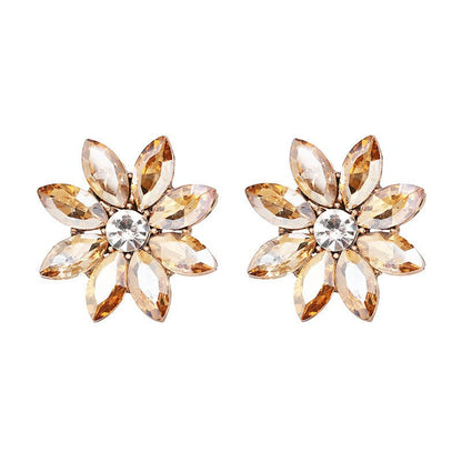 Crystal Flower Stud Earring Fashion Women Statement Stud Earrings for Women Brincos femme Factory wholesale-Jewearrings