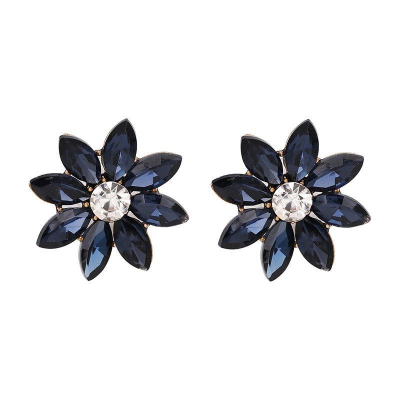 Crystal Flower Stud Earring Fashion Women Statement Stud Earrings for Women Brincos femme Factory wholesale-Jewearrings