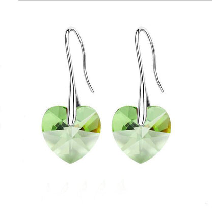 Crystal Heart Drop Earrings-Jewearrings