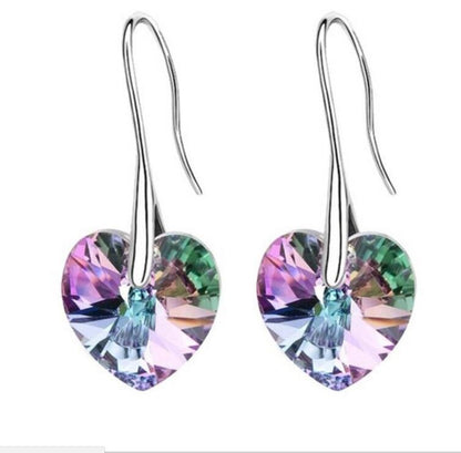 Crystal Heart Drop Earrings-Jewearrings