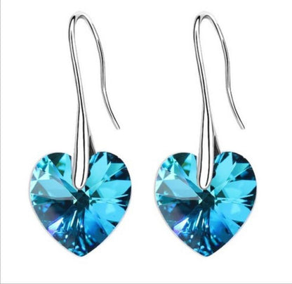 Crystal Heart Drop Earrings-Jewearrings