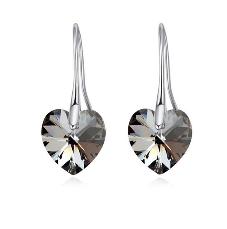 Crystal Heart Drop Earrings-Jewearrings