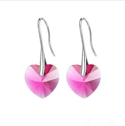 Crystal Heart Drop Earrings-Jewearrings