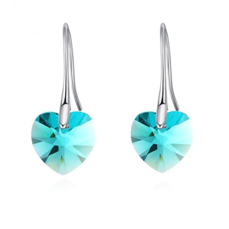 Crystal Heart Drop Earrings-Jewearrings