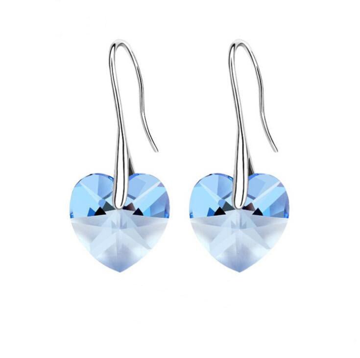 Crystal Heart Drop Earrings-Jewearrings