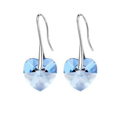 Crystal Heart Drop Earrings-Jewearrings