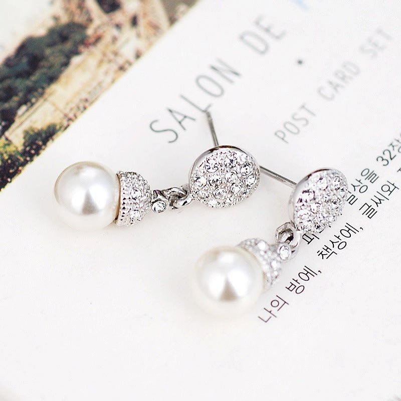 Crystal Pearl Drop Earrings-Jewearrings