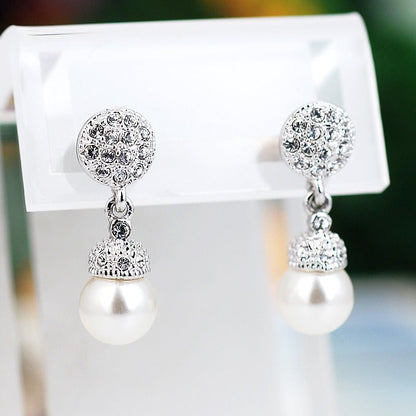 Crystal Pearl Drop Earrings-Jewearrings