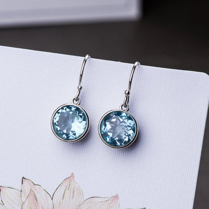 Crystal Square Sea Blue Simple Earrings-Jewearrings