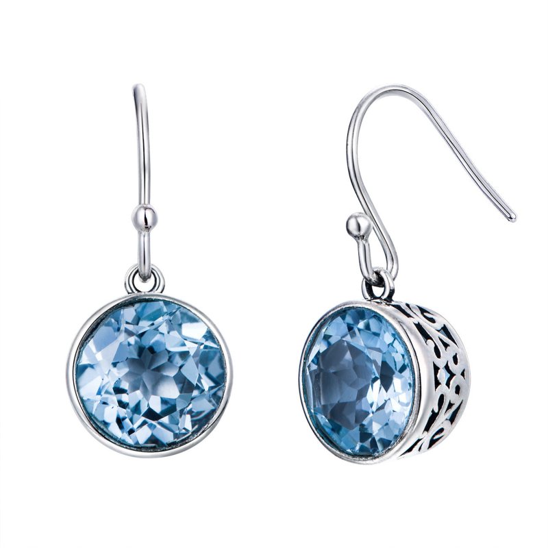 Crystal Square Sea Blue Simple Earrings-Jewearrings