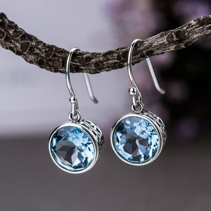 Crystal Square Sea Blue Simple Earrings-Jewearrings