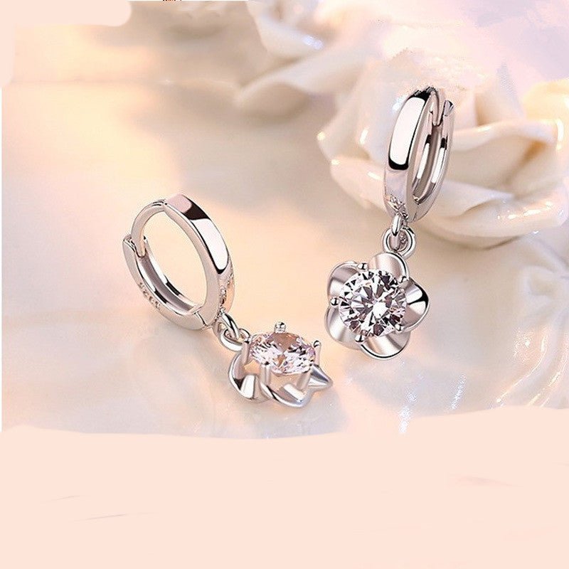 Crystal Zircon Temperament Long Silver Earrings-Jewearrings