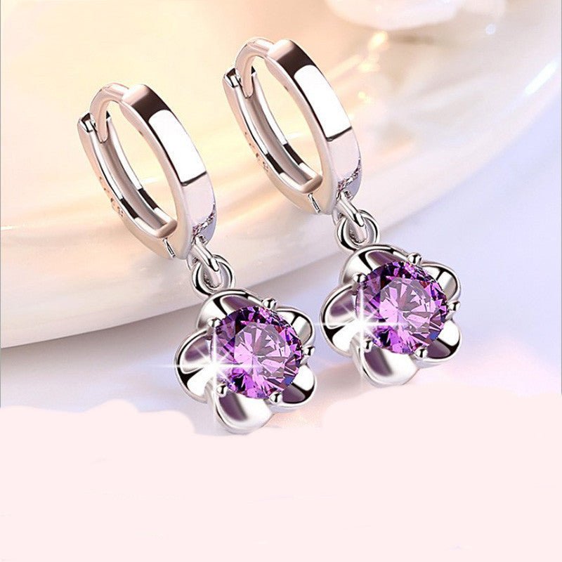 Crystal Zircon Temperament Long Silver Earrings-Jewearrings