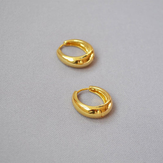 Curved Smooth Brass Plating 18K Real Gold Buckle Earrings-Jewearrings