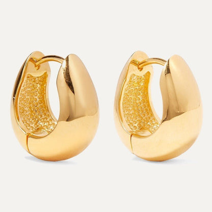 Curved Smooth Brass Plating 18K Real Gold Buckle Earrings-Jewearrings