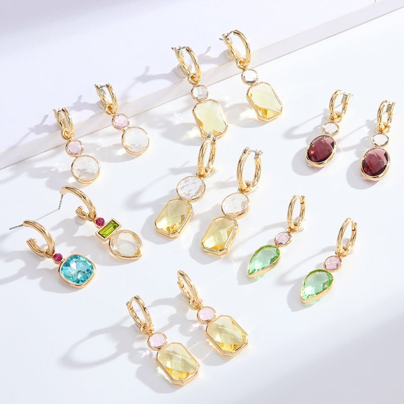 Cut Crystal Covered Gold Plated Earrings-Jewearrings