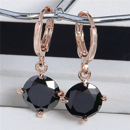 Cute and pretty 1 pair gold color cubic zirconia elegant woman hoop earrings For Christmas gift-Jewearrings